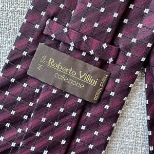 🖤 All Silk hand made Roberto Villini tie color: maroon and black excellent .